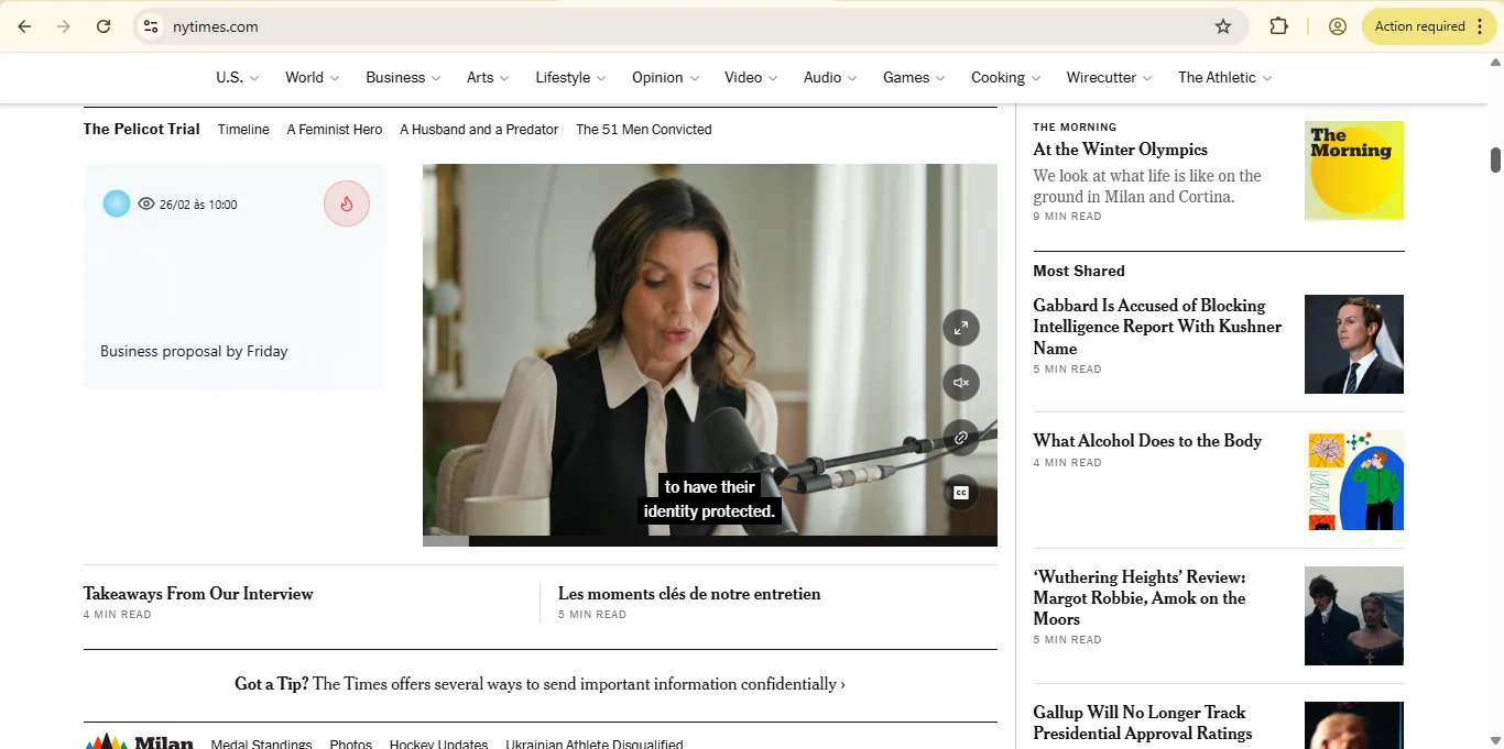The New York Times with personalized reminders